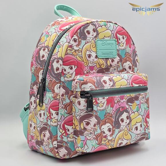 Loungefly Disney Chibi Princess Ariel Jasmine Belle Snow White Mini Backpack Bag - Picture 2 of 5